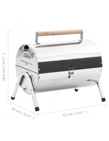 Barbecue da Tavolo Portatile in Acciaio Inox con Doppia Griglia