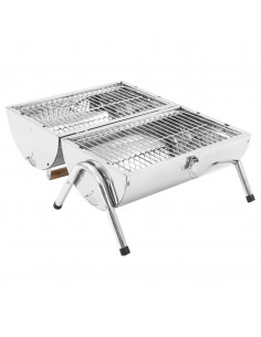 Barbecue da Tavolo Portatile in Acciaio Inox con Doppia Griglia 2