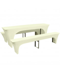 Copertura per Tavolo da Birreria/Panchine Elasticizzata Tre Pezzi Crema