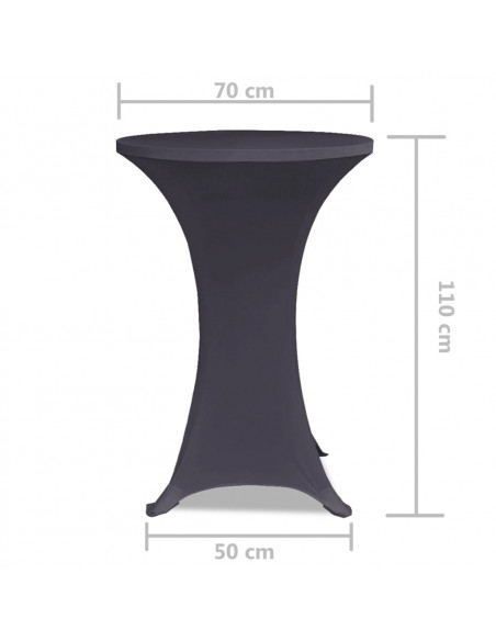 Copertura Elastica per Tavolo 70 cm Antracite 2 pz