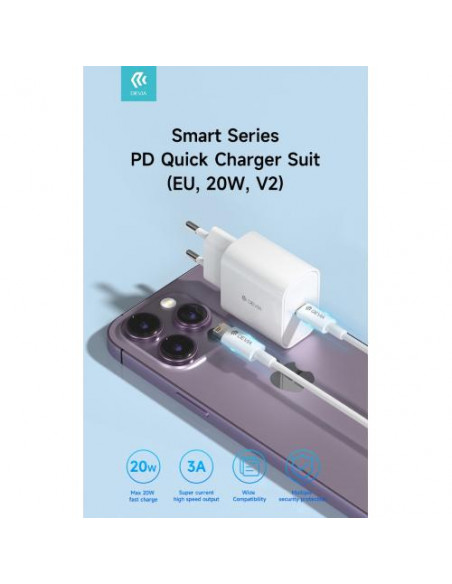 Devia Carica batteria rapido PD 20W con Cavo Tipo-C a Lightning