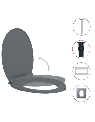 Copriwater Chiusura Ammortizzata e Sgancio Rapido Grigio Ovale