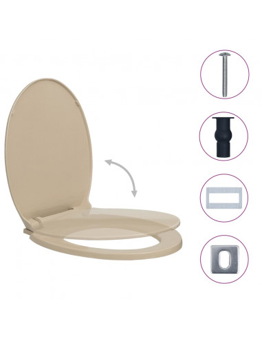 Copriwater Chiusura Ammortizzata e Sgancio Rapido Beige Ovale