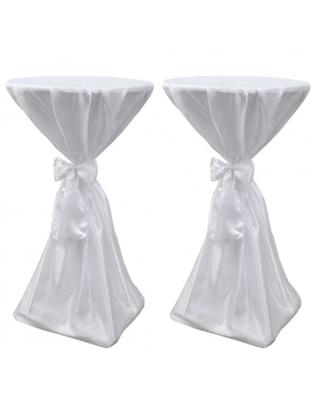 Copritavolo Bianco 80 cm con Fettuccia 2 pezzi