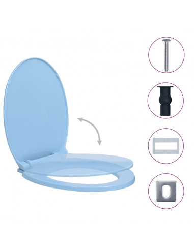 Copriwater Chiusura Ammortizzata e Sgancio Rapido Blu Ovale