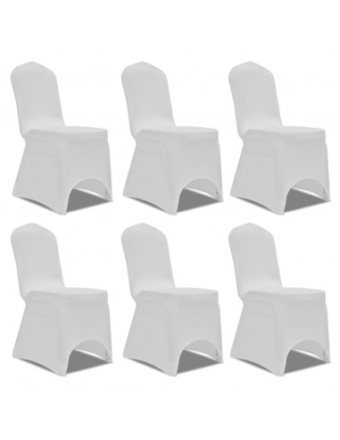 Coprisedia in Tessuto Elasticizzato Bianco Set 6 pz