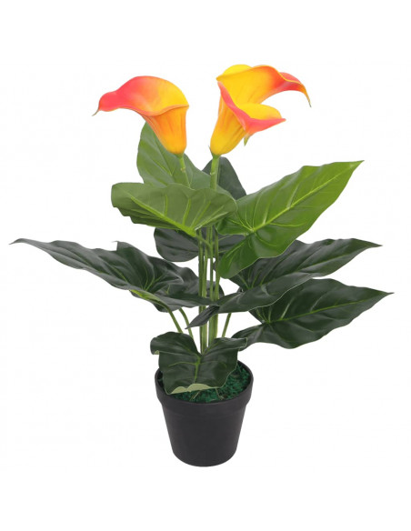 Calla Lily Artificiale con Vaso 45 cm Rosso e Giallo