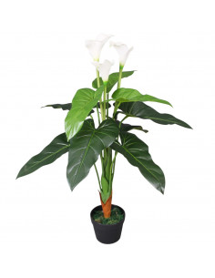 Calla Lily Artificiale con Vaso 85 cm Bianco