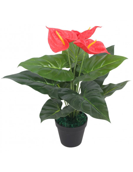 Anturium Pianta Artificiale con Vaso 45 cm Rossa e Gialla