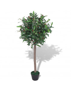 Albero di Alloro Pianta Artificiale con Vaso 120 cm Verde