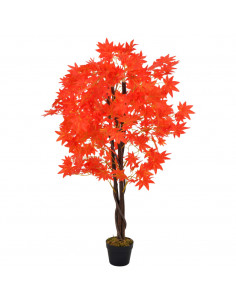 Albero di Acero Artificiale con Vaso Rosso 120 cm