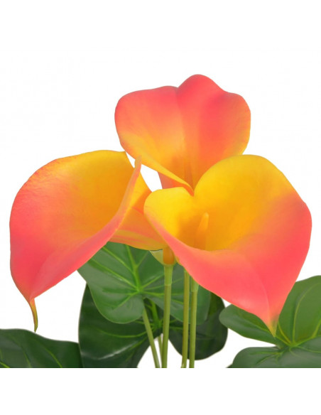 Calla Lily Artificiale con Vaso 45 cm Rosso e Giallo