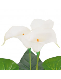 Calla Lily Artificiale con Vaso 85 cm Bianco 2