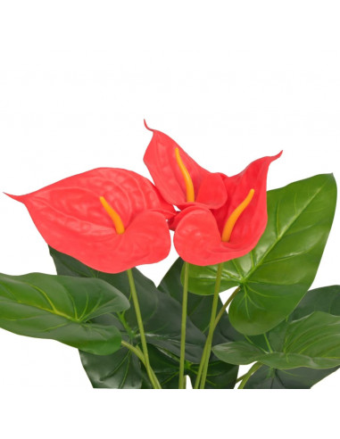 Anturium Pianta Artificiale con Vaso 45 cm Rossa e Gialla