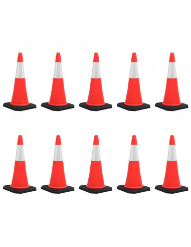 Coni Spartitraffico Riflettenti con Basi Pesanti 10 pz 75 cm