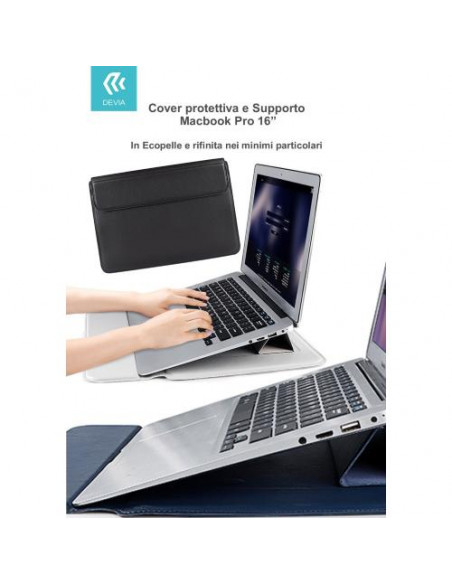 DEVIA COVER PROTETTIVA PER MACBOOK PRO 16'' CON SUPPORTO NERA