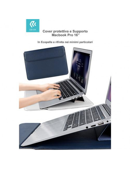 DEVIA COVER PROTETTIVA PER MACBOOK PRO 16'' CON SUPPORTO BLU