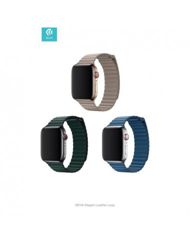 DEVIA CINTURINO APPLE WATCH SERIE 44MM ELEGANT LEATHER FOREST GRAY