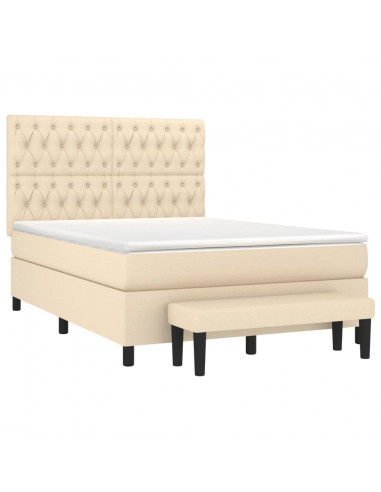 Giroletto a Molle con Materasso Crema 140x19 cm in Tessuto