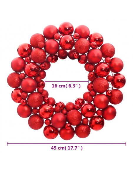 Ghirlanda di Natale Rossa 45 cm in Polistirene