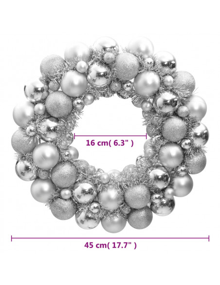 Ghirlanda di Natale Argento 45 cm in Polistirene