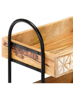 Carrello da Cucina a 3 Livelli 46x30x76 cm in Massello di Mango