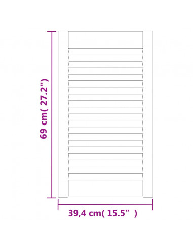 Anta con Design a Lamelle Bianca 69x39,4 cm in Legno di Pino