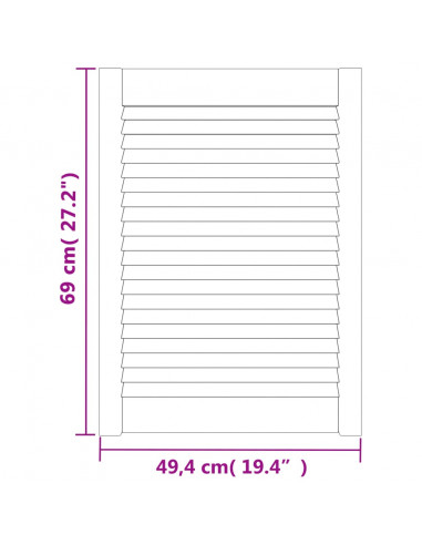 Ante a Lamelle 2 pz Bianche 69x49,4 cm in Legno di Pino
