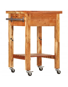 Carrello da Cucina 55x55x89 cm in Legno Massello di Acacia