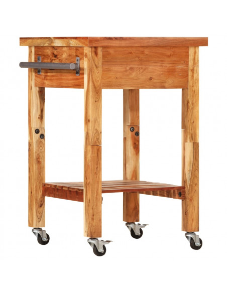 Carrello da Cucina 55x55x89 cm in Legno Massello di Acacia
