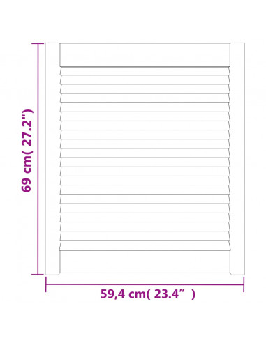 Ante a Lamelle Bianche 2 pz Bianche 69x59,4 cm Legno di Pino