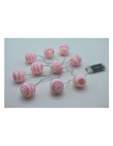 Filo Pre Qu' Italia D3690 NATALE Sferette Led Pelliccia Rosa Rosa