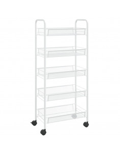 Carrello da Cucina con 5 Ripiani Bianco 46x26x105 cm in Ferro 2