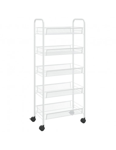 Carrello da Cucina con 5 Ripiani Bianco 46x26x105 cm in Ferro