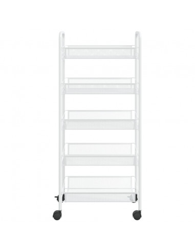 Carrello da Cucina con 5 Ripiani Bianco 46x26x105 cm in Ferro