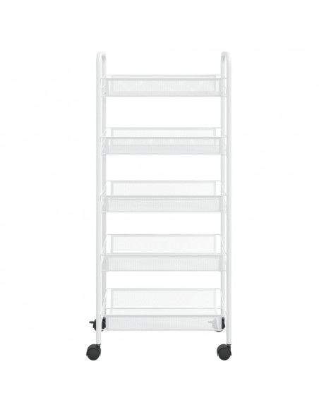 Carrello da Cucina con 5 Ripiani Bianco 46x26x105 cm in Ferro