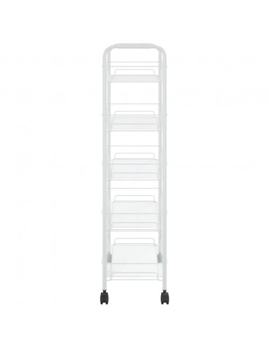 Carrello da Cucina con 5 Ripiani Bianco 46x26x105 cm in Ferro