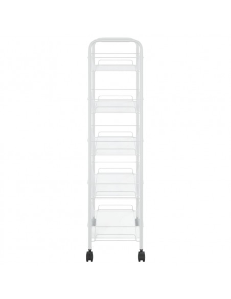 Carrello da Cucina con 5 Ripiani Bianco 46x26x105 cm in Ferro