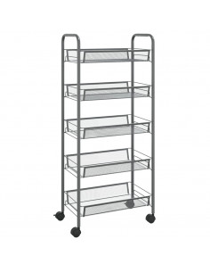 Carrello da Cucina con 5 Ripiani Grigio 46x26x105 cm in Ferro 2