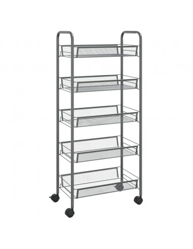 Carrello da Cucina con 5 Ripiani Grigio 46x26x105 cm in Ferro