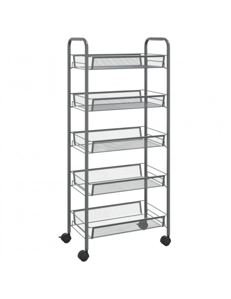 Carrello da Cucina con 5 Ripiani Grigio 46x26x105 cm in Ferro