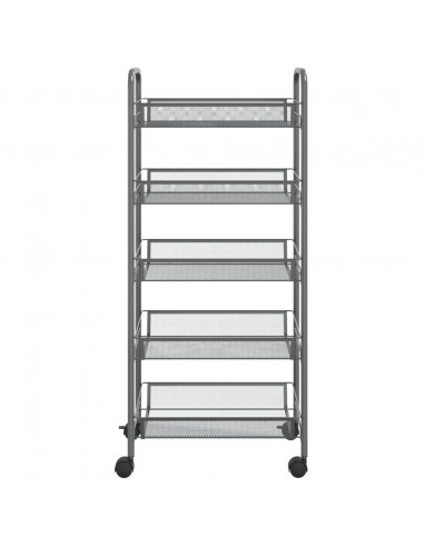 Carrello da Cucina con 5 Ripiani Grigio 46x26x105 cm in Ferro
