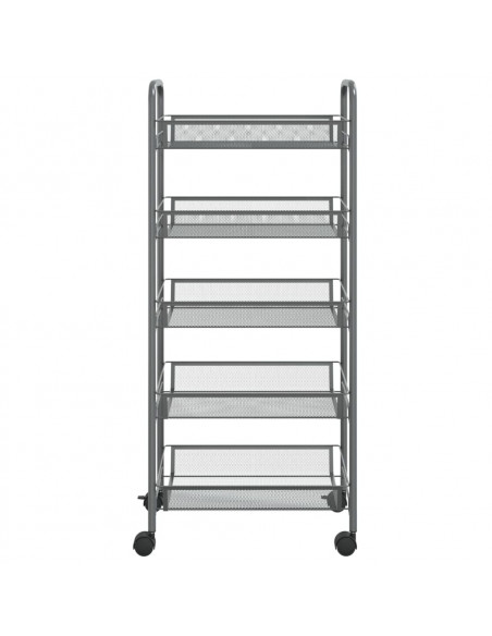 Carrello da Cucina con 5 Ripiani Grigio 46x26x105 cm in Ferro