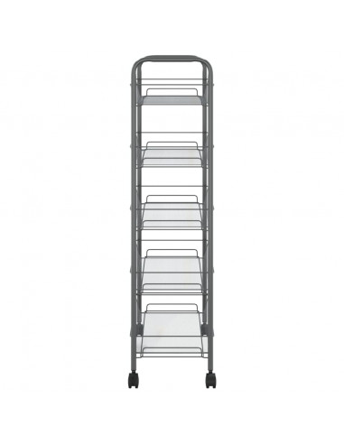 Carrello da Cucina con 5 Ripiani Grigio 46x26x105 cm in Ferro