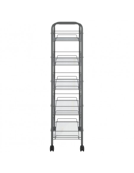 Carrello da Cucina con 5 Ripiani Grigio 46x26x105 cm in Ferro