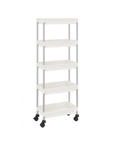 Carrello da Cucina 5 Ripiani Bianco 42x29x128 cm Ferro e ABS