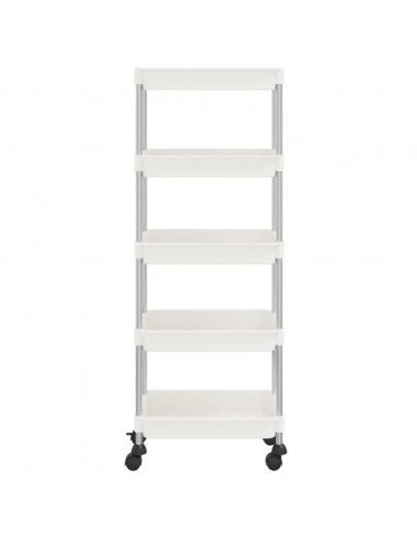 Carrello da Cucina 5 Ripiani Bianco 42x29x128 cm Ferro e ABS