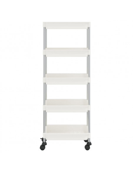 Carrello da Cucina 5 Ripiani Bianco 42x29x128 cm Ferro e ABS