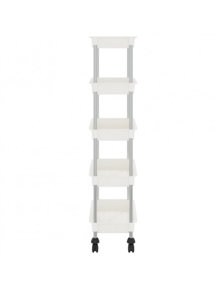 Carrello da Cucina 5 Ripiani Bianco 42x29x128 cm Ferro e ABS