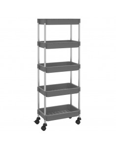 Carrello da Cucina 5 Ripiani Grigio 42x29x128 cm Ferro e ABS 2